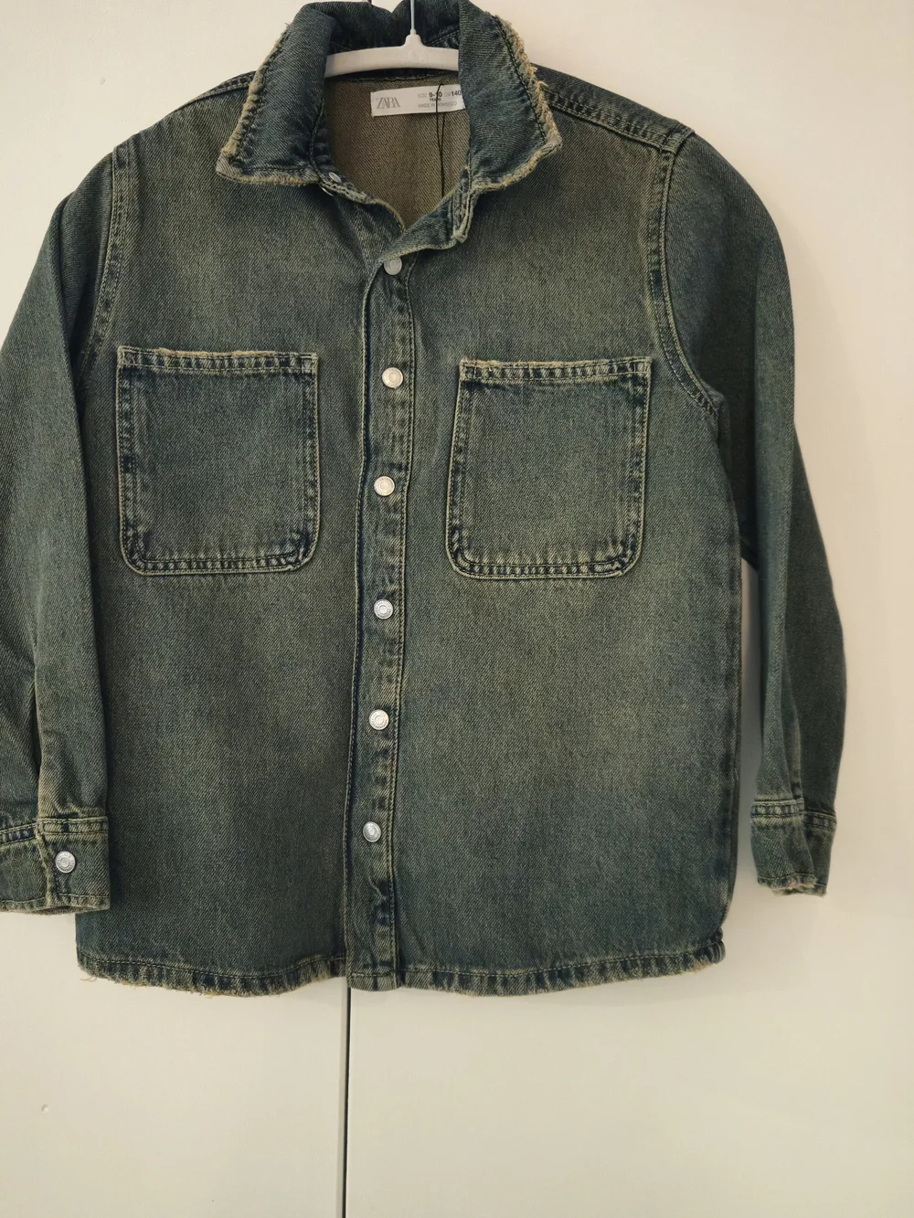 Zara KidsOlive Green Denim Shacket with Chest Pockets